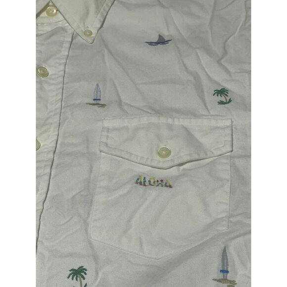 Ralph Lauren Men's Shirt Sleeve Button Down Hawaiian Aloha‎ White Size L - Picture 3 of 7
